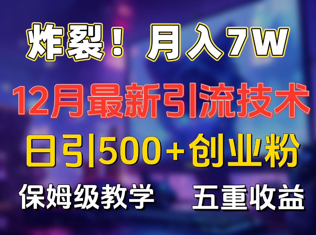 炸裂！月入7W+揭秘12月最新日引流500+精准创业粉，多重收益保姆级教学昊趣阁资源网昊趣阁资源网