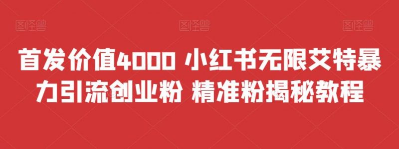 首发价值4000 小红书无限艾特暴力引流创业粉 精准粉揭秘教程昊趣阁资源网昊趣阁资源网