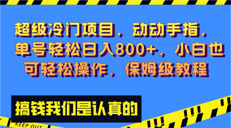 超级冷门项目,动动手指，单号轻松日入800+，小白也可轻松操作，保姆级教程昊趣阁资源网昊趣阁资源网