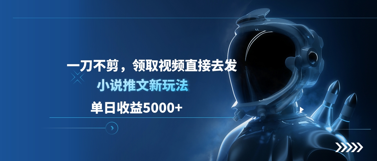 单日收益5000+，小说推文新玩法，一刀不剪，领取视频直接去发昊趣阁资源网昊趣阁资源网