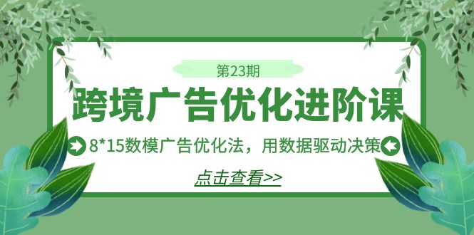 跨境广告·优化进阶课·第23期,8*15数模广告优化法,用数据驱动决策昊趣阁资源网昊趣阁资源网