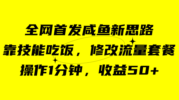 咸鱼冷门新玩法,靠“技能吃饭”,修改流量套餐,操作1分钟,收益50+昊趣阁资源网昊趣阁资源网