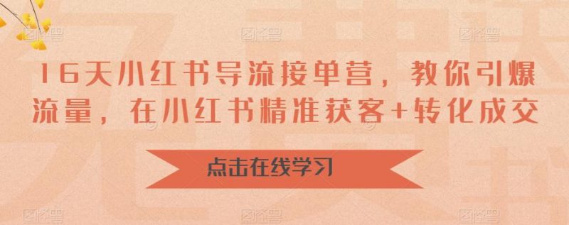 16天-小红书 导流接单营，教你引爆流量，在小红书精准获客+转化成交昊趣阁资源网昊趣阁资源网