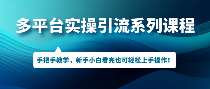 多平台实操引流系列课程,手把手教学,新手小白看完也可轻松上手引流操作!昊趣阁资源网昊趣阁资源网