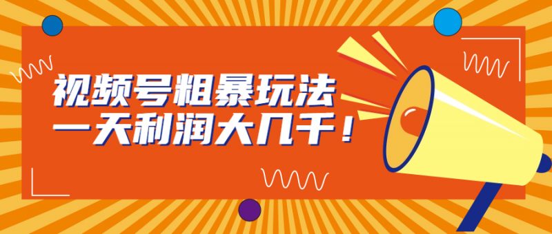 视频号粗暴玩法,一天利润大几千!昊趣阁资源网昊趣阁资源网