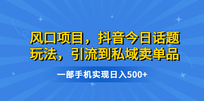 风口项目，抖音今日话题玩法，引流到私域卖单品，一部手机实现日入500+昊趣阁资源网昊趣阁资源网