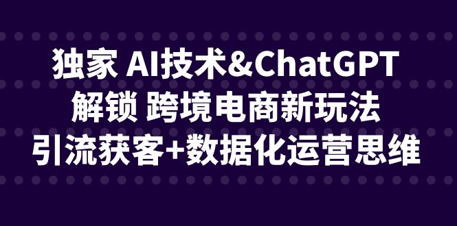 独家 AI技术&ChatGPT解锁 跨境电商新玩法，引流获客+数据化运营思维昊趣阁资源网昊趣阁资源网