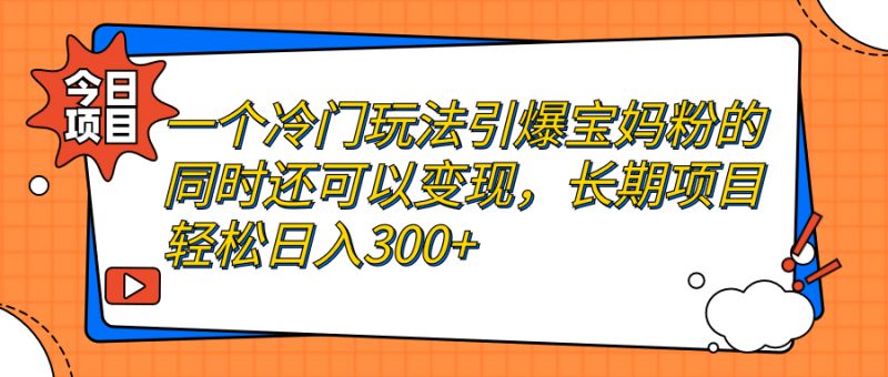 一个冷门玩法引爆宝妈粉的同时还可以变现,长期项目轻松日入300+昊趣阁资源网昊趣阁资源网