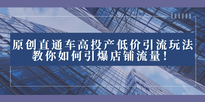 2023直通车高投产低价引流玩法，教你如何引爆店铺流量！昊趣阁资源网昊趣阁资源网