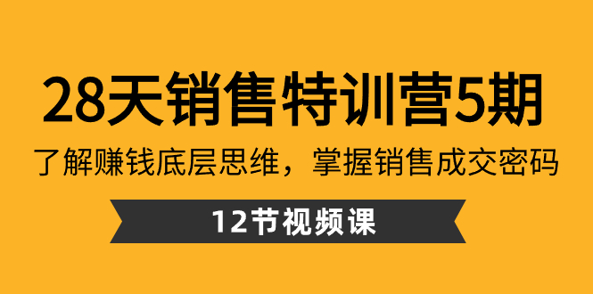 28天·销售特训营5期：了解赚钱底层思维，掌握销售成交密码（12节课）昊趣阁资源网昊趣阁资源网