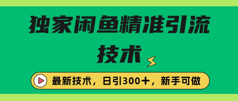 独家闲鱼引流技术,日引300+实战玩法昊趣阁资源网昊趣阁资源网