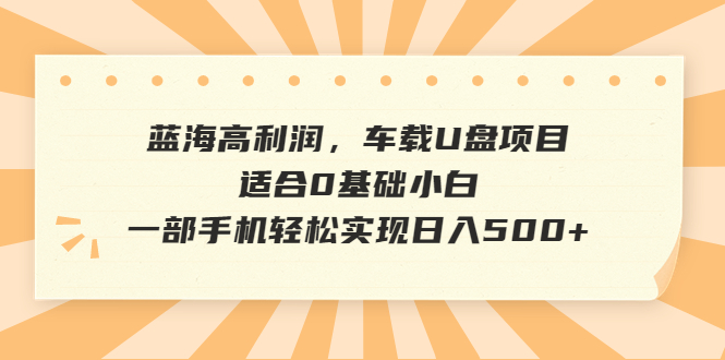 蓝海高利润，车载U盘项目，适合0基础小白，一部手机轻松实现日入500+昊趣阁资源网昊趣阁资源网