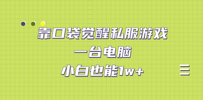 靠口袋觉醒私服游戏，一台电脑，小白也能1w+（教程+工具+资料）昊趣阁资源网昊趣阁资源网