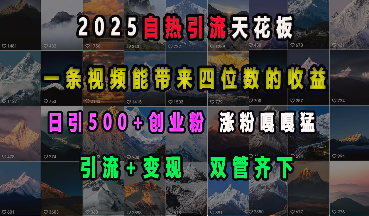 2025自热引流天花板,一条视频能带来四位数的收益,引流+变现双管齐下,日引500+创业粉,涨粉嘎嘎猛昊趣阁资源网昊趣阁资源网