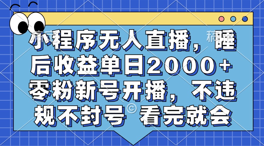 小程序无人直播,睡后收益单日2000+ 零粉新号开播,不违规不封号 看完就会昊趣阁资源网昊趣阁资源网
