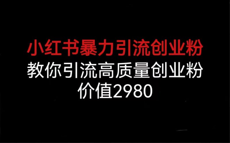 小红书暴力引流创业粉,教你引流高质量创业粉,价值2980昊趣阁资源网昊趣阁资源网