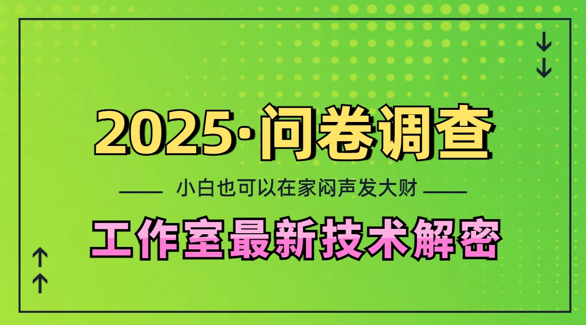 2025《问卷调查》最新工作室技术解密:一个人在家也可以闷声发大财,小白一天200+,可矩阵放大昊趣阁资源网昊趣阁资源网