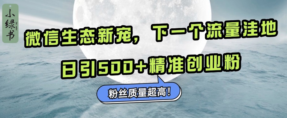微信生态新宠小绿书:下一个流量洼地,粉丝质量超高,日引500+精准创业粉,昊趣阁资源网昊趣阁资源网