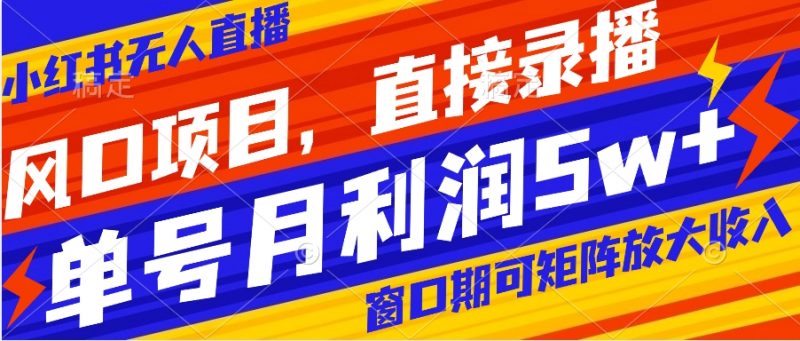 风口项目，小红书无人直播带货，直接录播，可矩阵，月入5w+昊趣阁资源网昊趣阁资源网