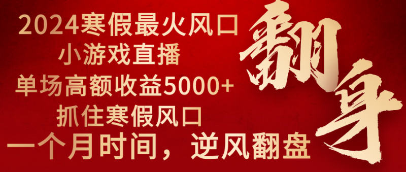 2024年最火寒假风口项目 小游戏直播 单场收益5000+抓住风口 一个月直接提车昊趣阁资源网昊趣阁资源网