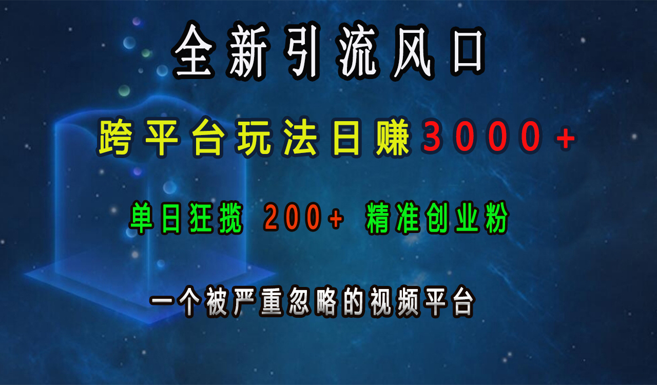 全新引流风口，跨平台玩法日赚3000+，单日狂揽200+精准创业粉，一个被严重忽略的视频平台昊趣阁资源网昊趣阁资源网