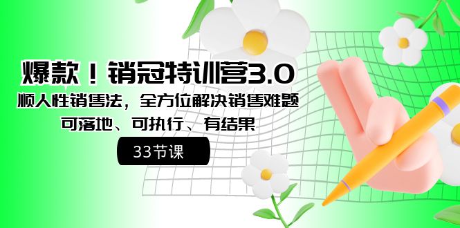 爆款!销冠特训营3.0之顺人性销售法,全方位解决销售难题、可落地昊趣阁资源网昊趣阁资源网
