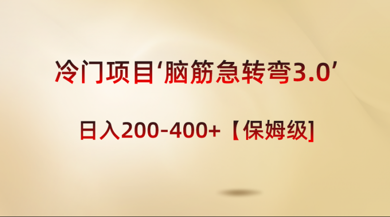 冷门项目‘脑筋急转弯3.0’轻松日入200-400+【保姆级教程】昊趣阁资源网昊趣阁资源网