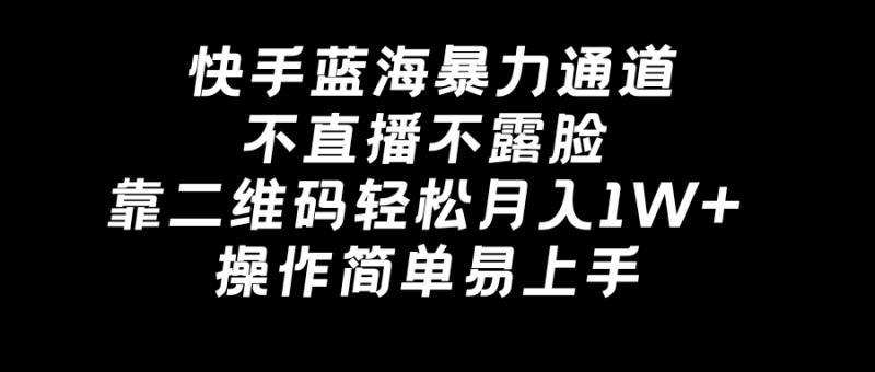快手蓝海暴力通道，不直播不露脸，靠二维码轻松月入1W+，操作简单易上手昊趣阁资源网昊趣阁资源网