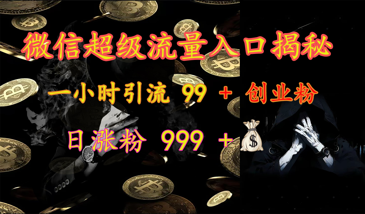 微信超级流量入口揭秘:一小时引流 99 + 创业粉,日涨粉 999 +【揭秘】昊趣阁资源网昊趣阁资源网