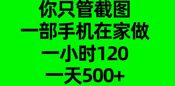 你只管截图，一部手机在家做，一小时120，一天500+昊趣阁资源网昊趣阁资源网