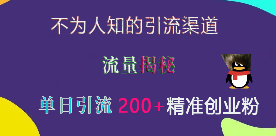 不为人知的引流渠道,流量揭秘,实测单日引流200+精准创业粉昊趣阁资源网昊趣阁资源网