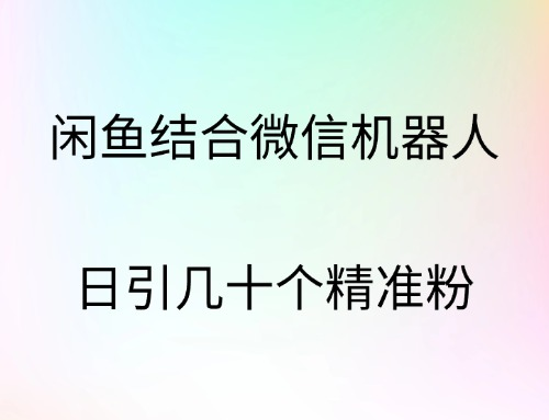 闲鱼结合微信机器人,日引几十个精准粉昊趣阁资源网昊趣阁资源网