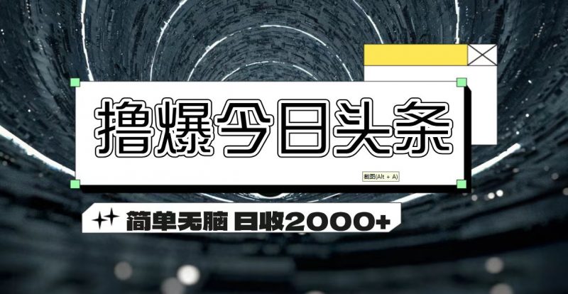 撸爆今日头条 简单无脑操作 日收2000+昊趣阁资源网昊趣阁资源网