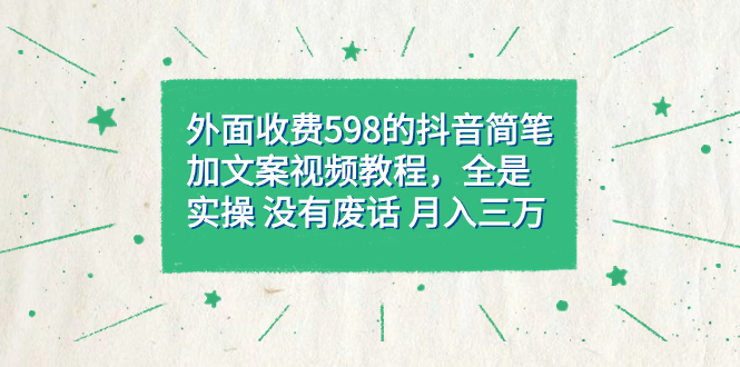 外面收费598抖音简笔加文案教程，全是实操 没有废话 月入三万（教程+资料）昊趣阁资源网昊趣阁资源网