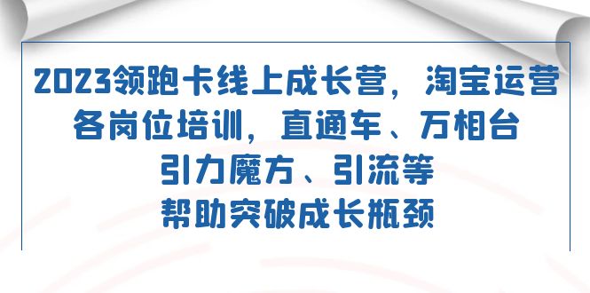 2023领跑·卡 线上成长营 淘宝运营各岗位培训 直通车 万相台 引力魔方 引流昊趣阁资源网昊趣阁资源网