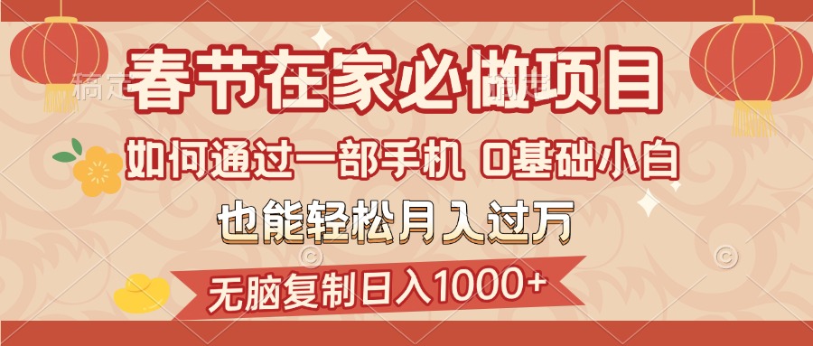 春节在家如何通过一部手机，无脑复制日入1000+，0基础小白也能轻松月入过万昊趣阁资源网昊趣阁资源网