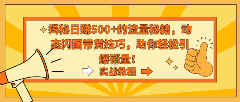 揭秘日赚500+的流量秘籍，动态闪图带货技巧，助你轻松引爆销量！昊趣阁资源网昊趣阁资源网