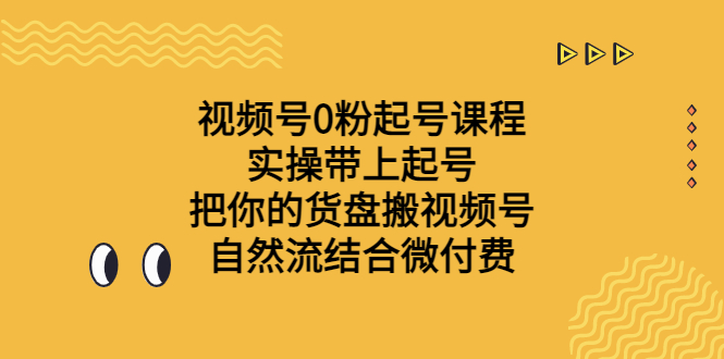 视频号0粉起号课程 实操带上起号 把你的货盘搬视频号 自然流结合微付费昊趣阁资源网昊趣阁资源网