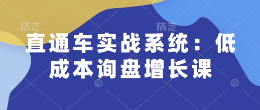 直通车实战系统:低成本询盘增长课,让个人通过技能实现升职加薪,让企业低成本获客,订单源源不断昊趣阁资源网昊趣阁资源网