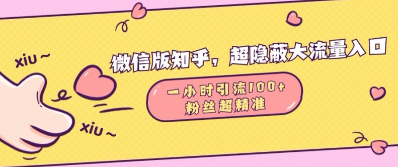 微信版知乎,超隐蔽流量入口1小时引流100人,粉丝质量超高【揭秘】昊趣阁资源网昊趣阁资源网
