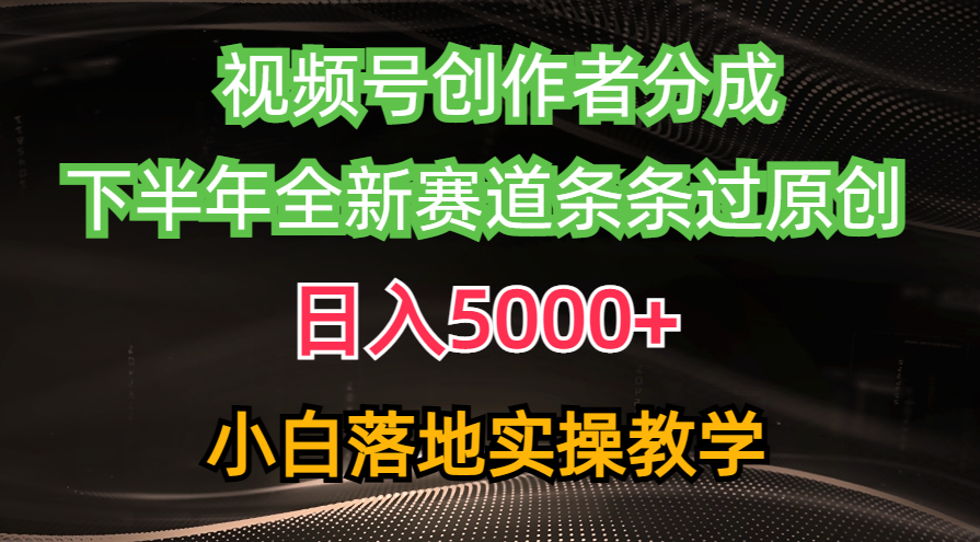 （10294期）视频号创作者分成最新玩法，日入5000+  下半年全新赛道条条过原创，小…昊趣阁资源网昊趣阁资源网