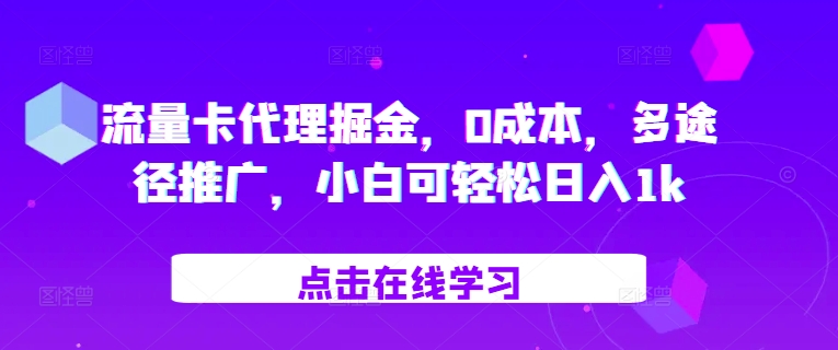流量卡代理掘金，0成本，多途径推广，小白可轻松日入1k昊趣阁资源网昊趣阁资源网