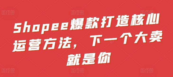 Shopee爆款打造核心运营方法，下一个大卖就是你昊趣阁资源网昊趣阁资源网