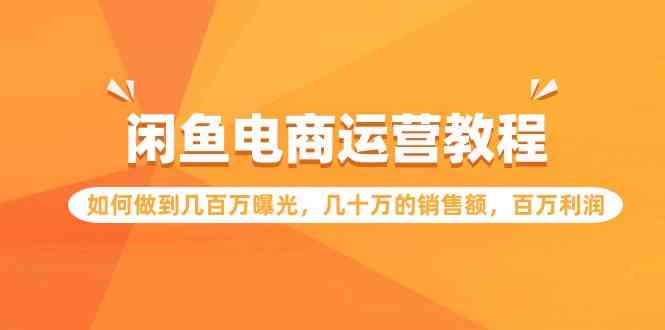 （9560期）闲鱼电商运营教程：如何做到几百万曝光，几十万的销售额，百万利润昊趣阁资源网昊趣阁资源网