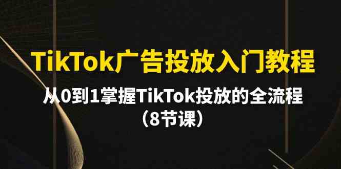 （10085期）TikTok广告投放入门教程，从0到1掌握TikTok投放的全流程（8节课）昊趣阁资源网昊趣阁资源网