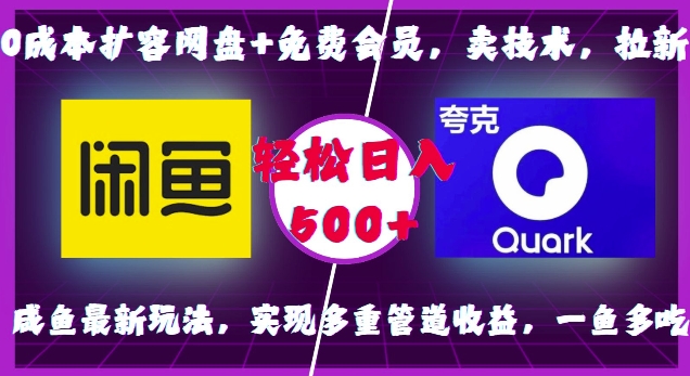 0成本扩容网盘+免费会员,卖技术,拉新,咸鱼最新玩法,实现多重管道收益,一鱼多吃,轻松日入500+昊趣阁资源网昊趣阁资源网