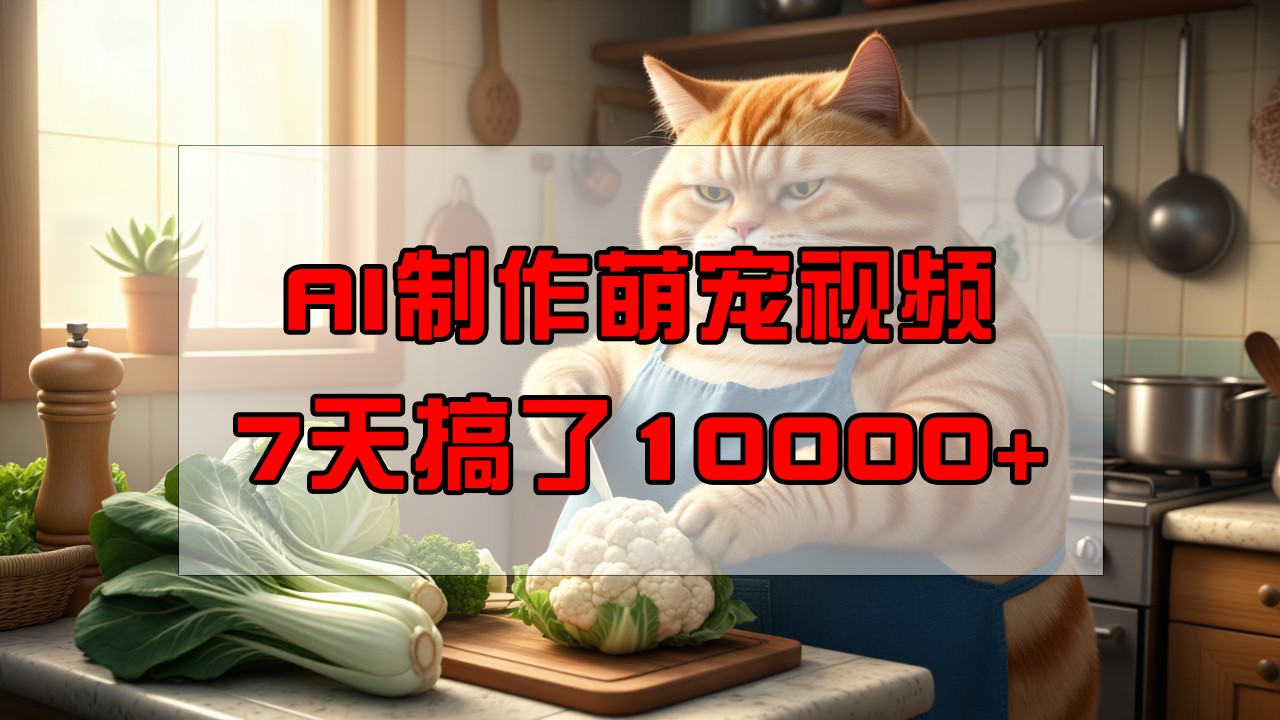 靠AI制作萌宠视频，7天搞了1万+，操作简单门槛低，有手机就行昊趣阁资源网昊趣阁资源网