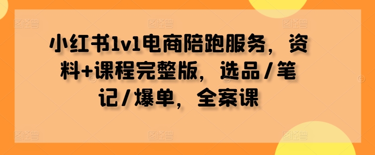 小红书1v1电商陪跑服务，资料+课程完整版，选品/笔记/爆单，全案课昊趣阁资源网昊趣阁资源网