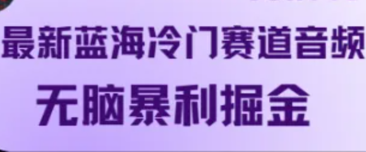 最新蓝海冷门赛道音频，无脑暴利掘金昊趣阁资源网昊趣阁资源网