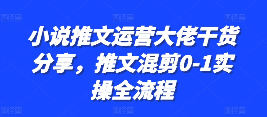 小说推文运营大佬干货分享,推文混剪0-1实操全流程昊趣阁资源网昊趣阁资源网